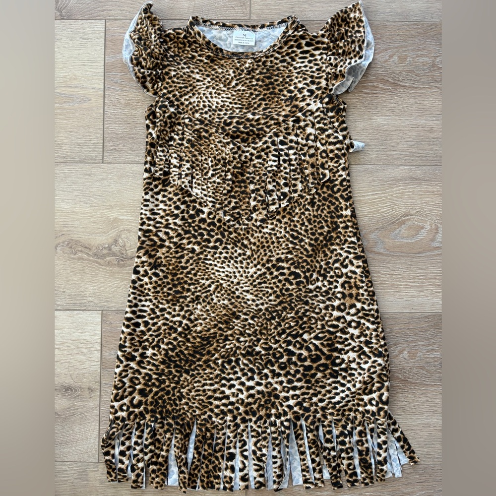 Girls SZ 5 Cheetah Leopard Print Fringe Dress